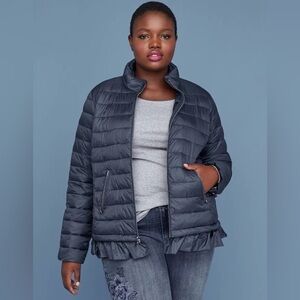 Lane Bryant Navy Blue Quilted Packable Puffer Jacket Size 14/16 1X